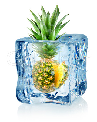 Ice cube and pineapple