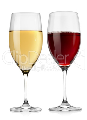 Red wine glass and white wine glass