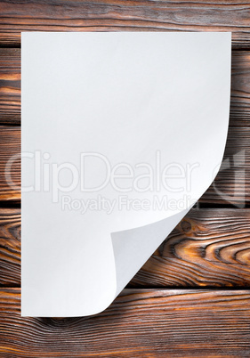 Sheet of paper on table