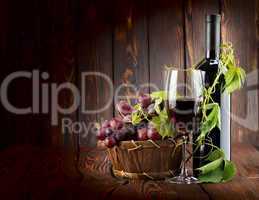 Wine set on wooden background