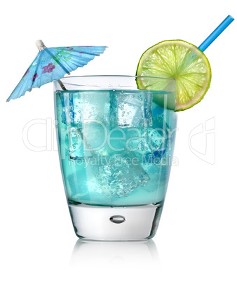 Blue cocktail in a glass