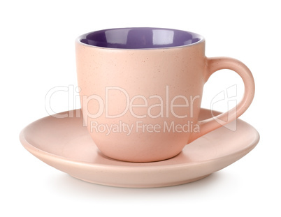 Pink cup and saucer isolated