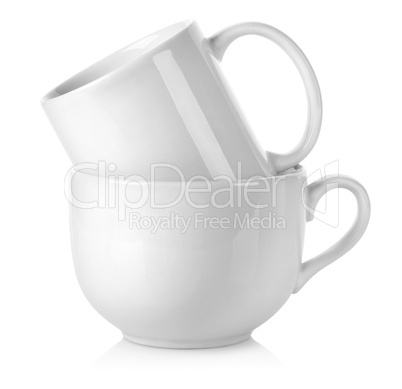 Two white cup isolated