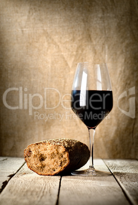 Wine glass and bread