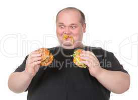 Fat Man Looks Lustfully at a Burger