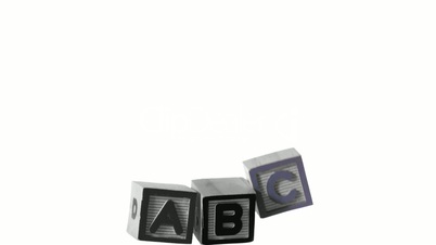 Abc spelled out in letters falling over