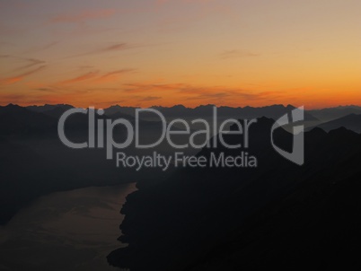Sunset over lake Brienzersee