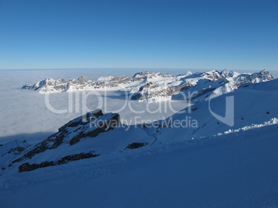 View from the Titlis, sea of fog and mountains