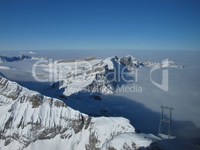 Look down from the Titlis, sea of fog and mountains