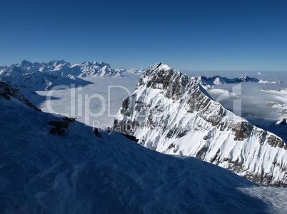 Panorama from the Titlis, beautiful winter day