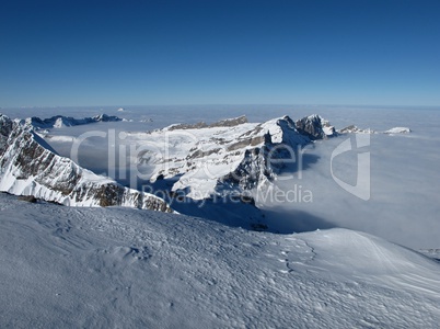 View from the Titlis, sea of fog and mountains