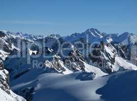 Harsh mountains in the winter, view from the Titlis