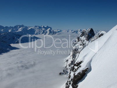 Mountain panorama and sea of fog