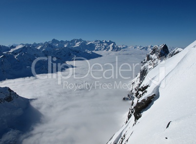 Mountain panorama and sea of fog