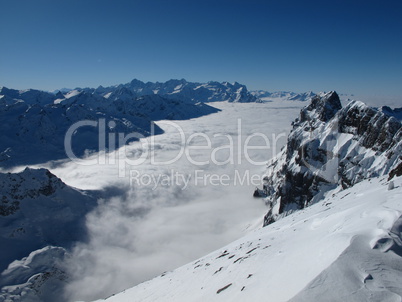 Above the fog, view from the Titlis towards Eiger