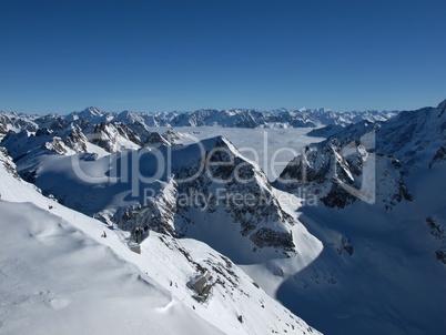 Beautiful mountain panorama, sea of fog