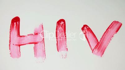 HIV in red paint being crossed out