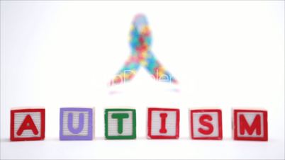 Autism blocks and ribbon