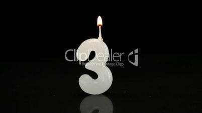 Third birthday candle