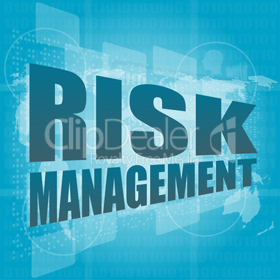 Management concept: words Risk management on digital screen
