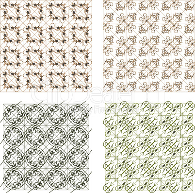 Seamless wallpaper pattern, set of four colors