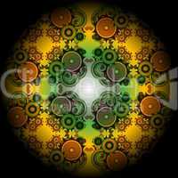 Vivid mandala wheel, digital fractal artwork, abstract illustration