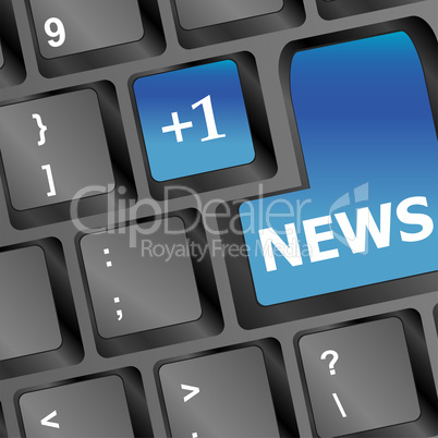 news written on keyboard in blue