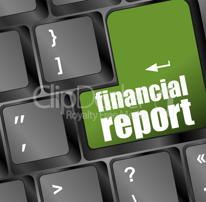 keyboard with green financial report button