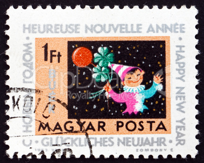 Postage stamp Hungary 1963 Clown with Balloon and Clover