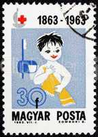 Postage stamp Hungary 1963 Child with Towel and Toothbrush