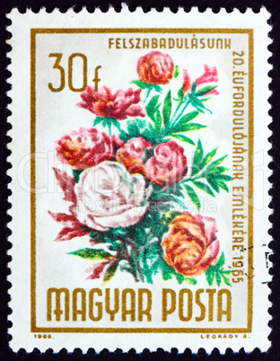 Postage stamp Hungary 1965 Bouquet of Peonies, Flowers