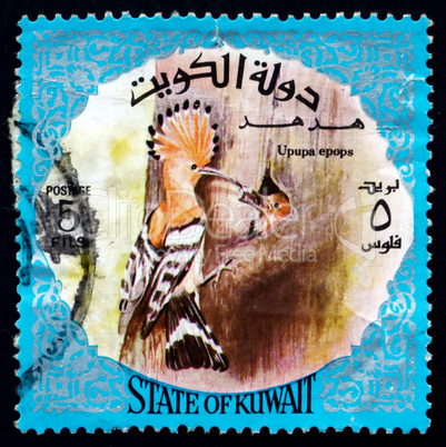 Postage stamp Kuwait 1975 Eurasian Hoopoe, Bird