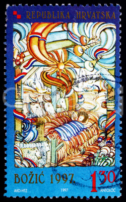 Postage stamp Croatia 1997 Contemporary Christmas Painting