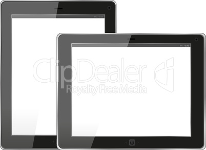 Tablet computer. Black frame tablet pc with screen. isolated on white background