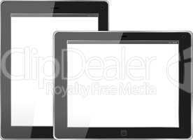 Tablet computer. Black frame tablet pc with screen. isolated on white background