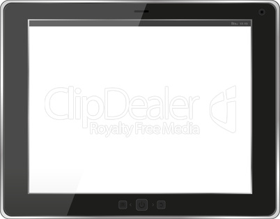 Black tablet pc on white background