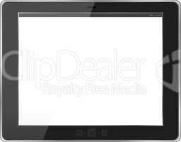 Black tablet pc on white background