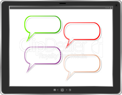 empty word bubble on tablet pc screen. business concept
