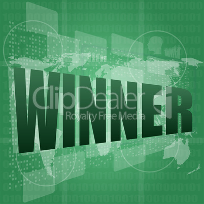 winner, green digital background, global internet concept
