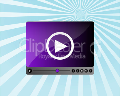 Media player interface on blue ray background