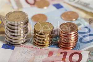 Nahaufnahme von Eurogeld  - Close-up of Euro money