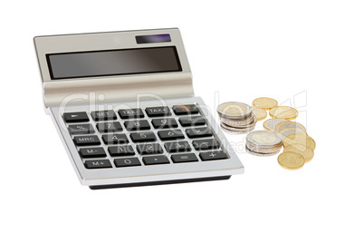 Taschenrechner und Euromünzen - Pocket calculator and euro coin