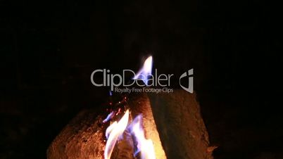 burning fire in  fireplace in the night