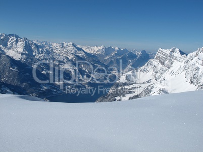 Mountains in the winter and lake Walensee