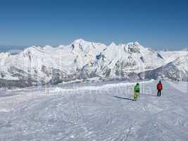 Skier in the ski area Toggenburg, Mt  Saentis