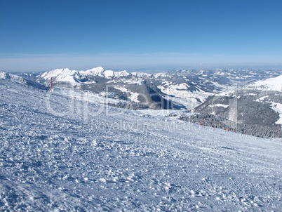 Beautiful winter scenery in the Swiss Alps