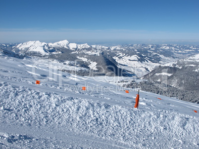 View from the ski area Toggenburg, mountains