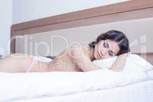 Beautiful young woman sleep on morning bedrom