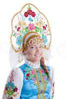 Pretty girl in blue russian costume