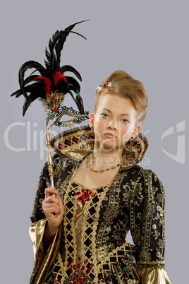 Pretty girl posing in carnival princess costume